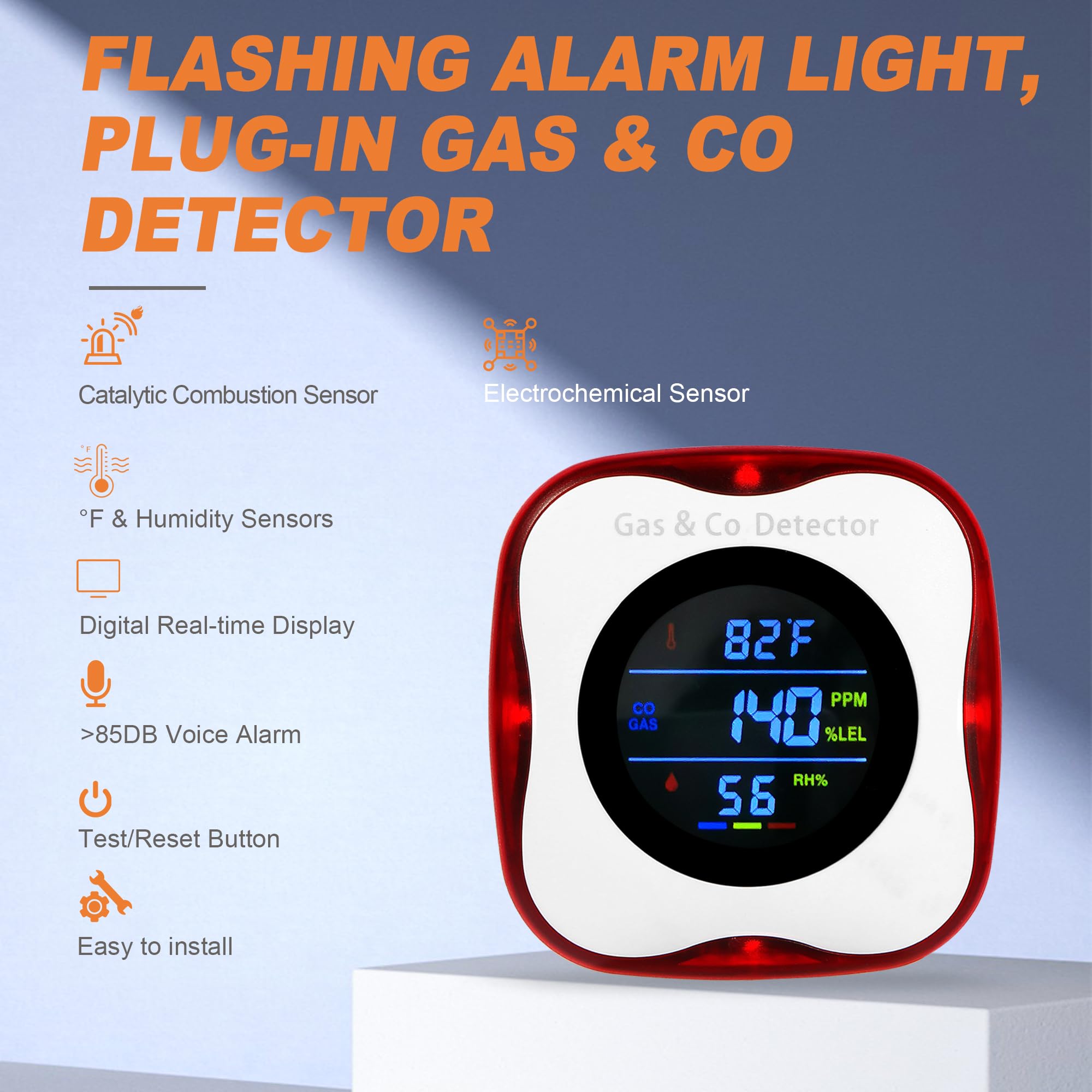 Co Detector Plug - เครื่องตรวจจับก๊าซและคาร์บอนมอนอกไซด์แบบรวมชนิดเสียบปลั๊ก, เครื่องตรวจจับก๊าซธรรมชาติ, โพรเพน, สัญญาณเตือนคาร์บอนมอนอกไซด์, ระดับ CO