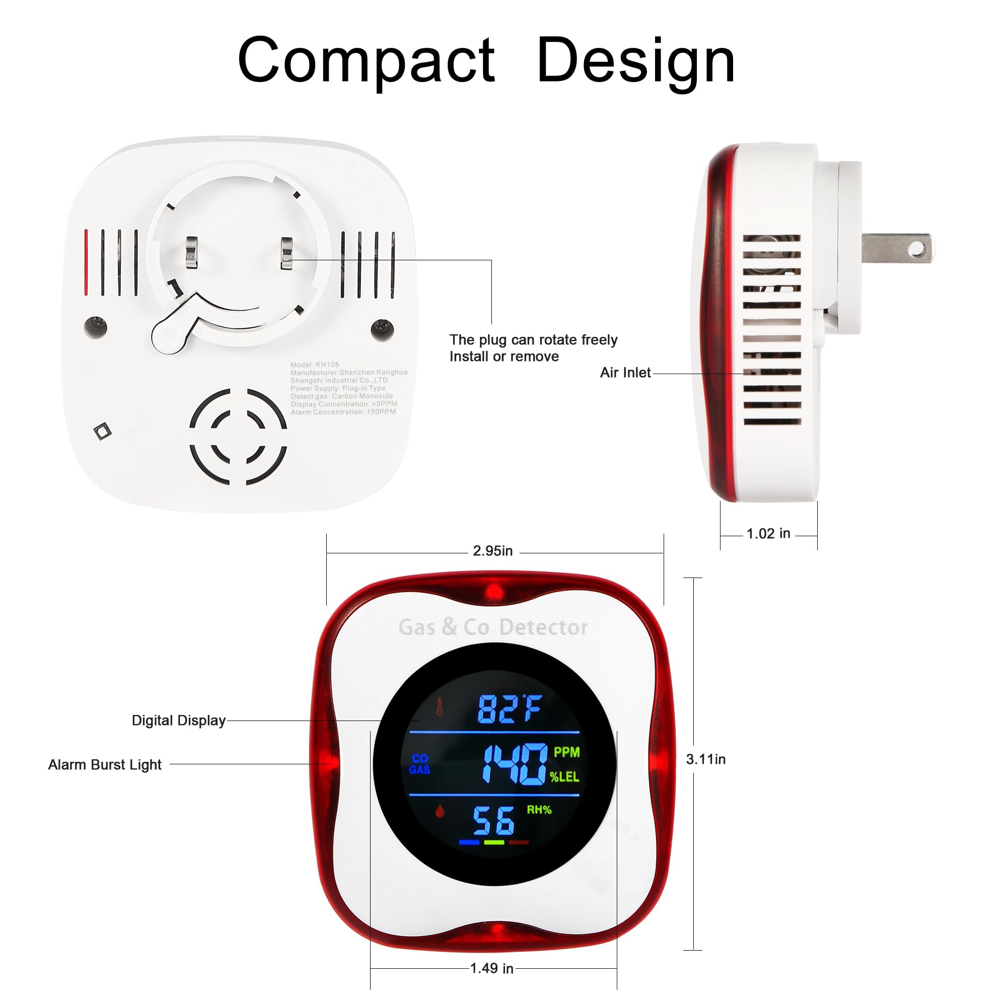 เครื่องตรวจจับก๊าซและคาร์บอนมอ - Co Detector Plug บทวิจารณ์และราคา